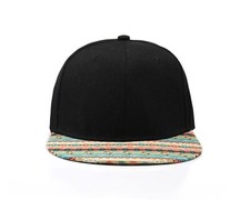 True Heads 2-Tone Plain Black and Spanish Print Snapback Baseball Cap