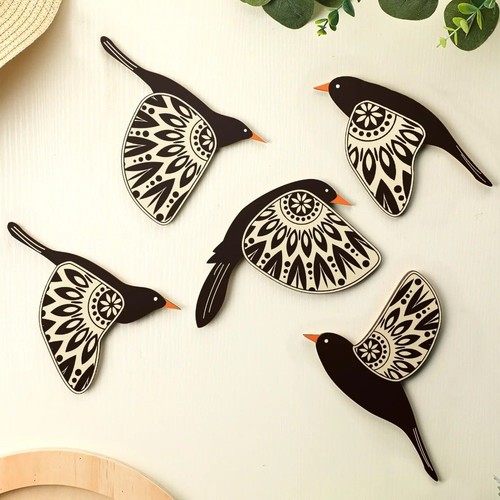 5pcs wooden flying bird wall - 5pcs,