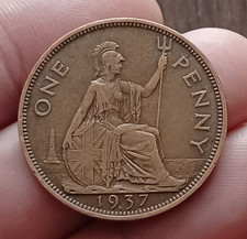 1937 King George VI Bronze One Penny Coin. Good Condition.