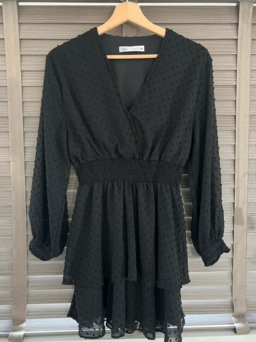 Zara black ruffle mini dress - dress, s