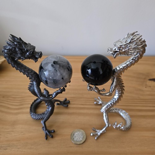 Pair metal dragon stands - pair,