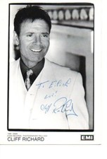 Sir Cliff Richard Original Hand Signed EMI Promotional Photo with dedication