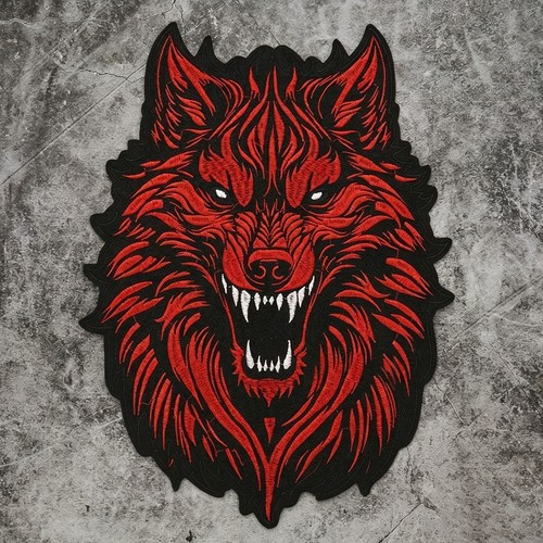 Large red howling wolf head - large,