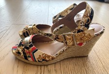 River Island Red Gold Blue Nautical Chain Espadrille Wedges Sandals New 6 