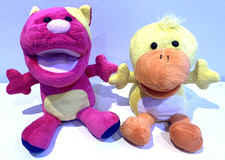 Duck 8'' & Pink Cat 9'' Hand Puppets wiith Sounds Plush Soft Toys