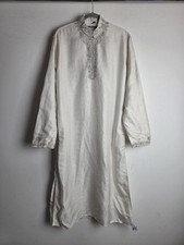 Mens White Brocade Indian Sherwani Kurta Wedding Size 38 Small Vintage
