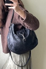 Massimo Dutti Leather Bag Handbag textured  Flap Hobo Medium new