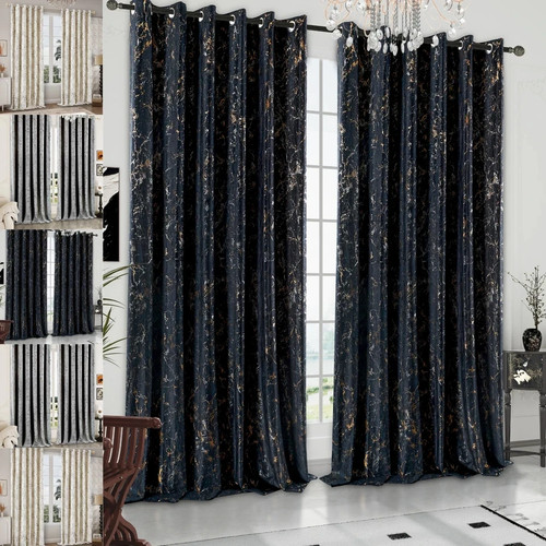 Crushed velvet curtains - velvet, pair