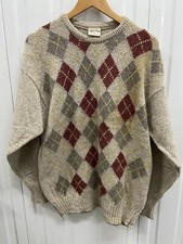 Angelo Litrico Argyle Diamond Knit Jumper Pull Over Sweater Large Grey & Red