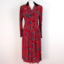 Vintage Red Floral Dress Size
