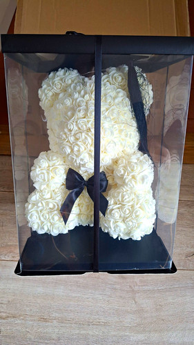 White rose plush teddy - rose,