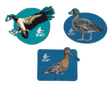 Wildfowl & Wetlands Trust Embroidery bird patches Sew or Iron NEW Godwit, Goose