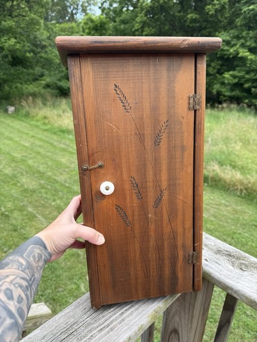 Vintage primitive wood cabinet - vintage,