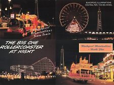 c1970s 4 Blackpool illuminations North Pier, Big Wheel, Roller Coaster Postcards