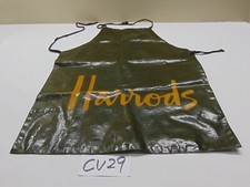 Vintage Rare Harrods of London Kitchen Apron PVC  Dark Green Shreds UK Made