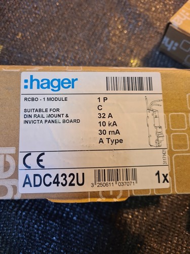Hager 32a type rcbo - 32a, a