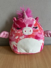 Original Squishmallow Squishmallows Tie Dye Pink Henley Unicorn Plush Soft Toy