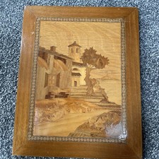 Sorrento Ware Wooden Marquetry Picture Inlayed Wood Coastal Scene Vintage