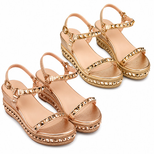 Ladies mid heel wedge - mid, sandals