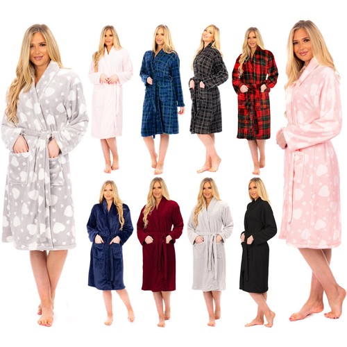 Ladies flannel fleece bathrobe - fleece,