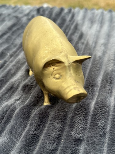 Antique heavy brass pig - brass,