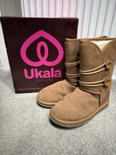 Ukala Micah Women's Suede Wool Lined Winter Boots Size UK 6 Chestnut Brown