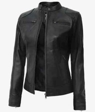 Women's Real Leather Black Premium Biker Jacket M