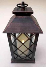 Lantern with LED Candle Battery Operated Traditional Copper Effect Decorative