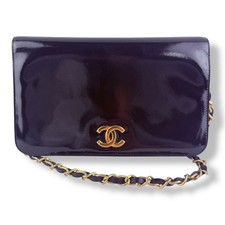 Chanel Patent Leather Black Push Wallet Chain Wallet Handbag