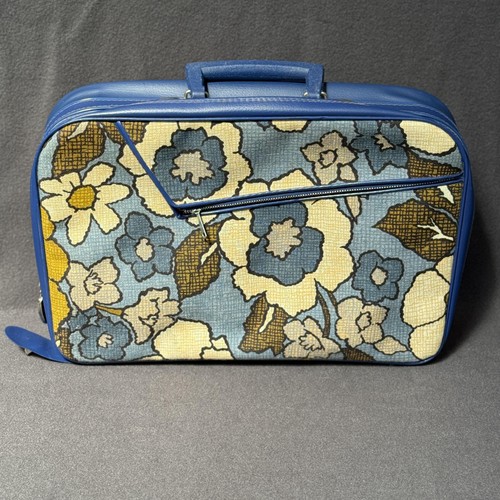 Vintage floral vinyl suitcase - vintage,