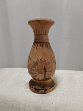 Hand Carved Wooden Vase With