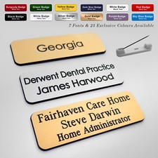 PIN Custom Engraved Name Badge Healthcare Support Worker Clinical RN + Fonts