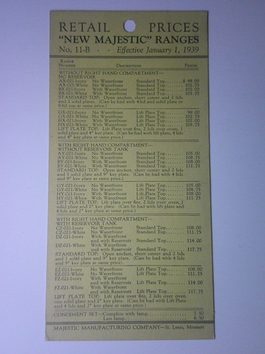 Retail price list - list, of