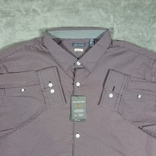 Van Heusen Mens Button Down Shirt Sz 2XLB Stain Shield Ring Print NWT