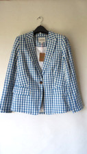 BNWT Boden Cambridge Linen Blazer Jacket Sz 12 Blue & White Gingham - was £190!