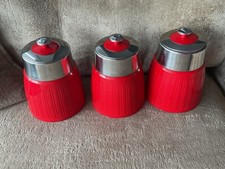 Swan Red Retro Tea Coffee Sugar Canisters