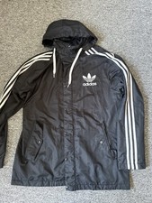 Adidas Original Jacket Mens Black 3 Stripe Size - Medium Windbreaker Coat Zip Up