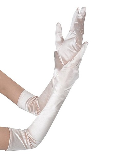 Long black white gloves - 22",