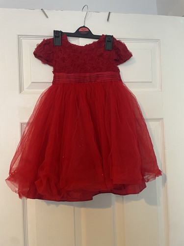 Girls red monsoon dress size - red,