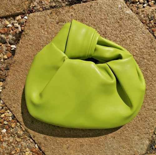 Lime green ruched dumpling bag - ruched,