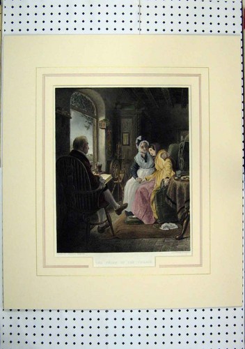 Old antique print - 1860, hand
