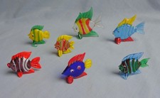 7 Small Glass Fish Multi Coloured Ornaments Decorative Display Collectibles