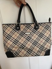 Vintage 90s Authentic Burberry Blue Label Rare Japanese Large Shoulder Tote Bag