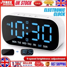 LED Electric Digital Alarm Clock Mains Power Mirror Display Bedroom Bedside UK