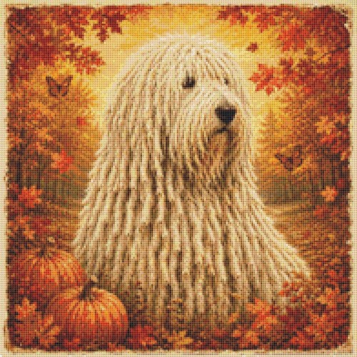 Komondor puppy dog autumn - in,