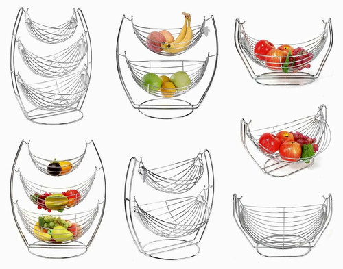 Chrome swinging fruit bowl - chrome,