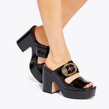 KURT GEIGER LONDON Mayfair platform-sole black leather sandals Size UK 4 EUR 37