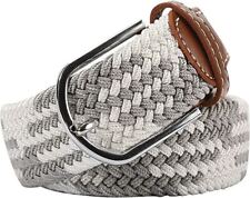 Stretch Woven Belt Men Women Vintage Casual Braided Steel Buckle Waistband