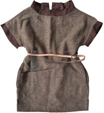 Zara Girls Stylish Brown Belted Dress With Pockets 5-6 Years 118cm VGC