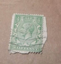 1914 Great Britain Half Penny Stamp RARE perforated/embossed O S 